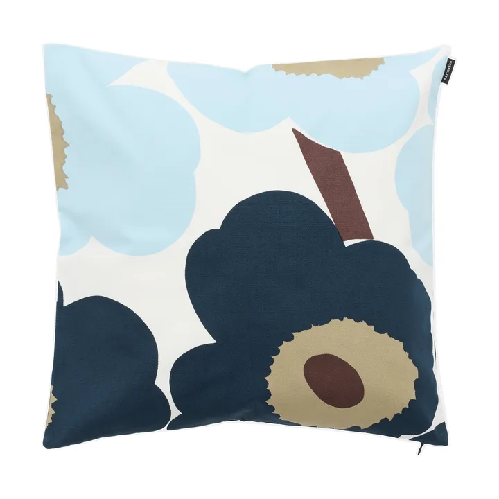 Poszewka na poduszkę Unikko 50x50 cm - White-blueberry-cold blue-dark brown - Marimekko