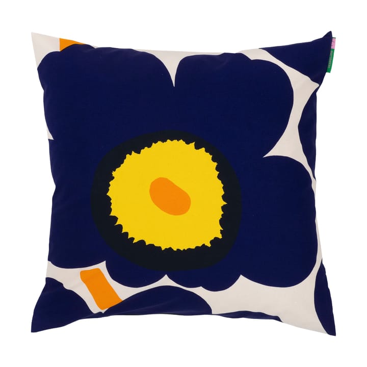 Poszewka na poduszkę Unikko, 60-lecie 50x50 cm - Cotton-d. blue-yellow-orange - Marimekko