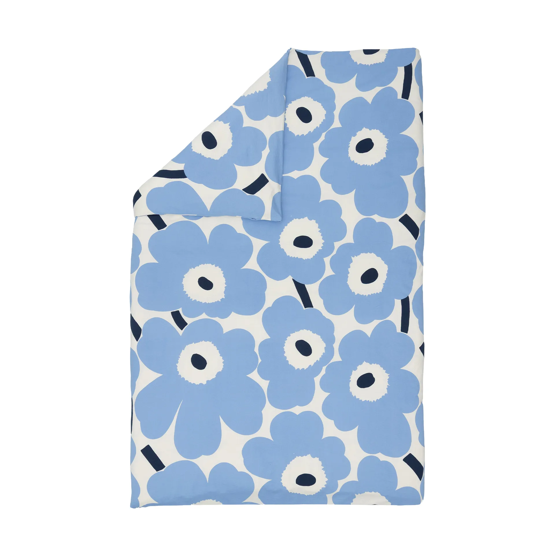 Poszwa na kołdrę jersey Unikko, Off white, light blue, navy, 150x210 cm Marimekko