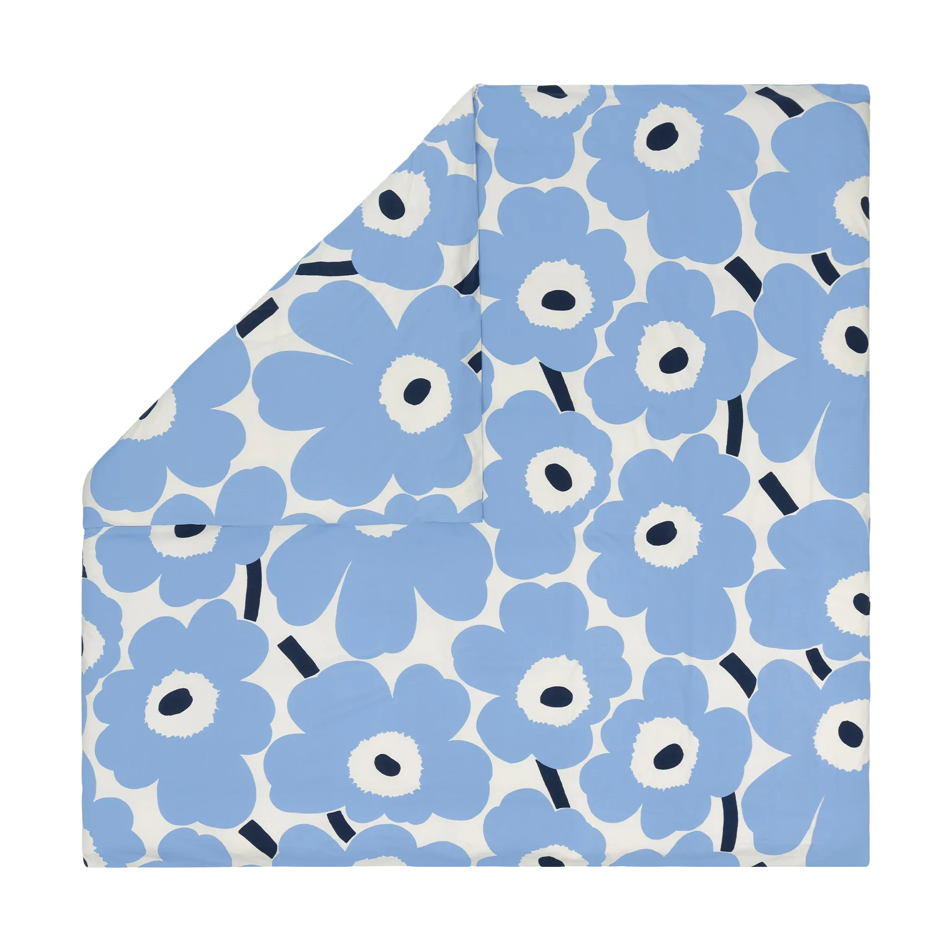 Poszwa na kołdrę jersey Unikko, Off white, light blue, navy, 240x220 cm Marimekko