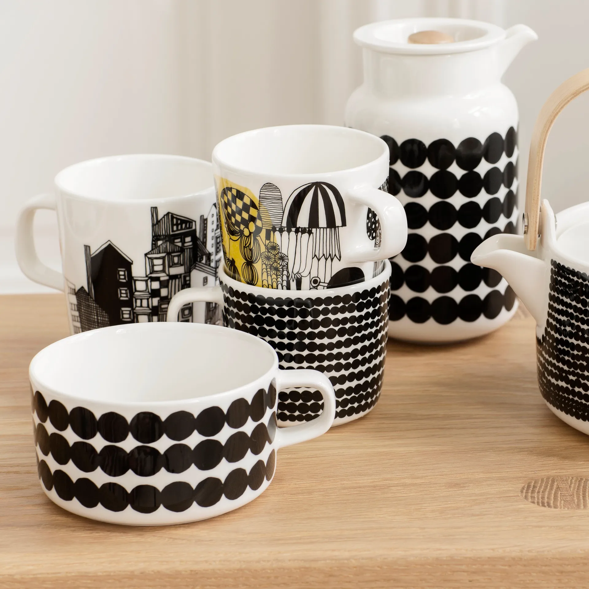 Räsymatto filiżanka do kawy 200 ml, Czarno-biała Marimekko