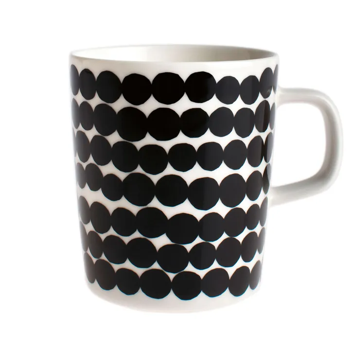 Räsymatto kubek 250 ml - czarny i biały - Marimekko