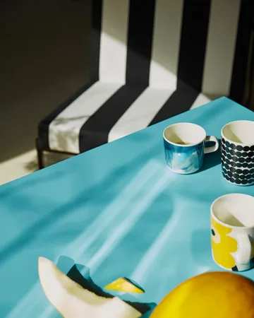 Räsymatto kubek 250 ml - czarny i biały - Marimekko