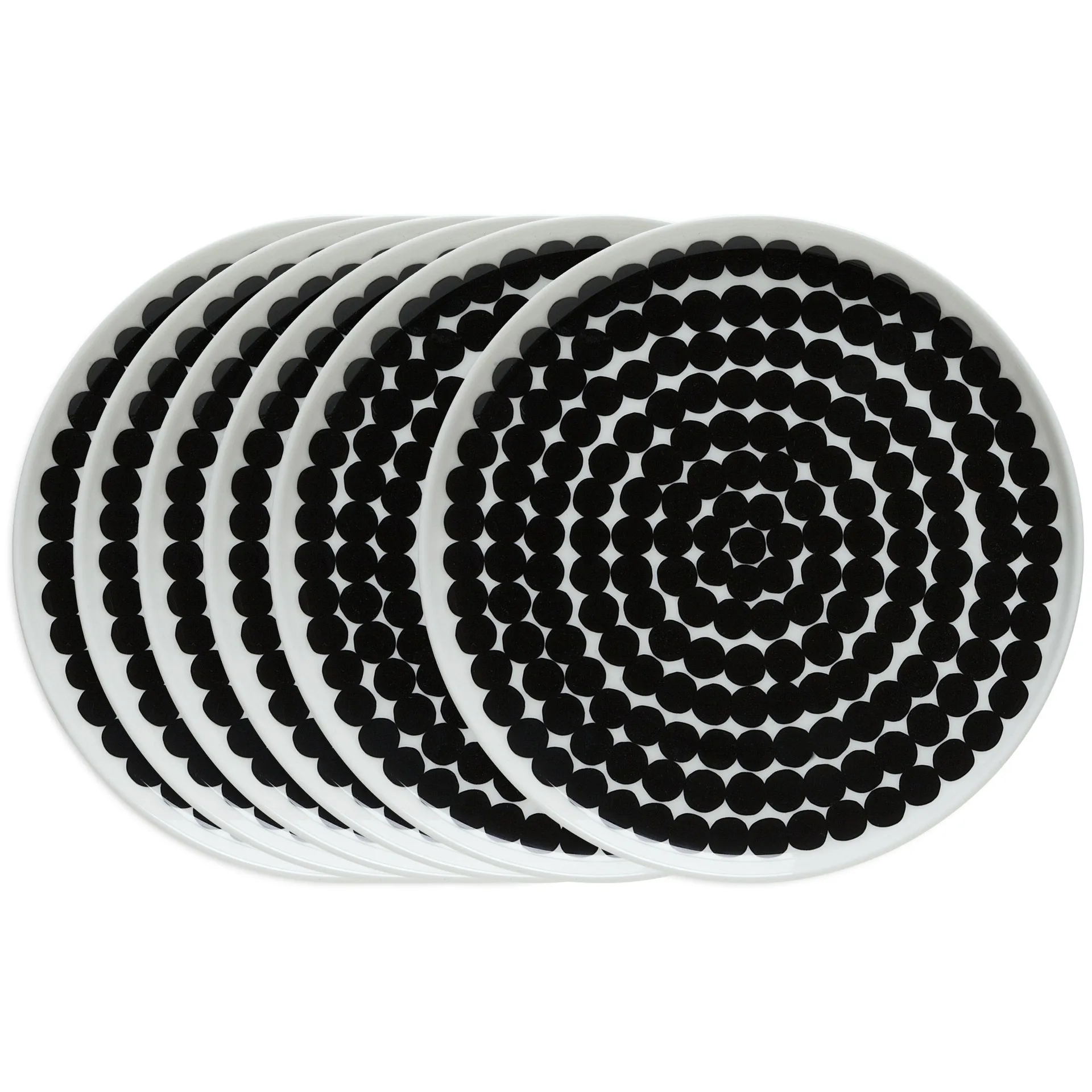 Räsymatto talerz 20 cm, 6-pak czarno-biały,  Marimekko