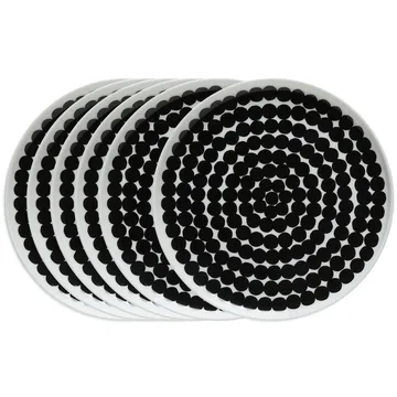 Räsymatto talerz 20 cm, 6-pak czarno-biały - Marimekko