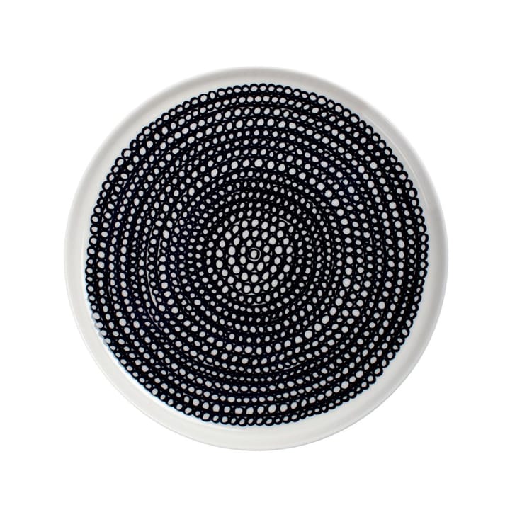 Räsymatto talerz Ø 20 cm - czarno-biały, małe kropki - Marimekko