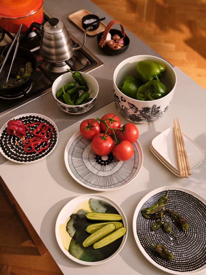 Räsymatto zestaw śniadaniowy, Biało-czarny Marimekko