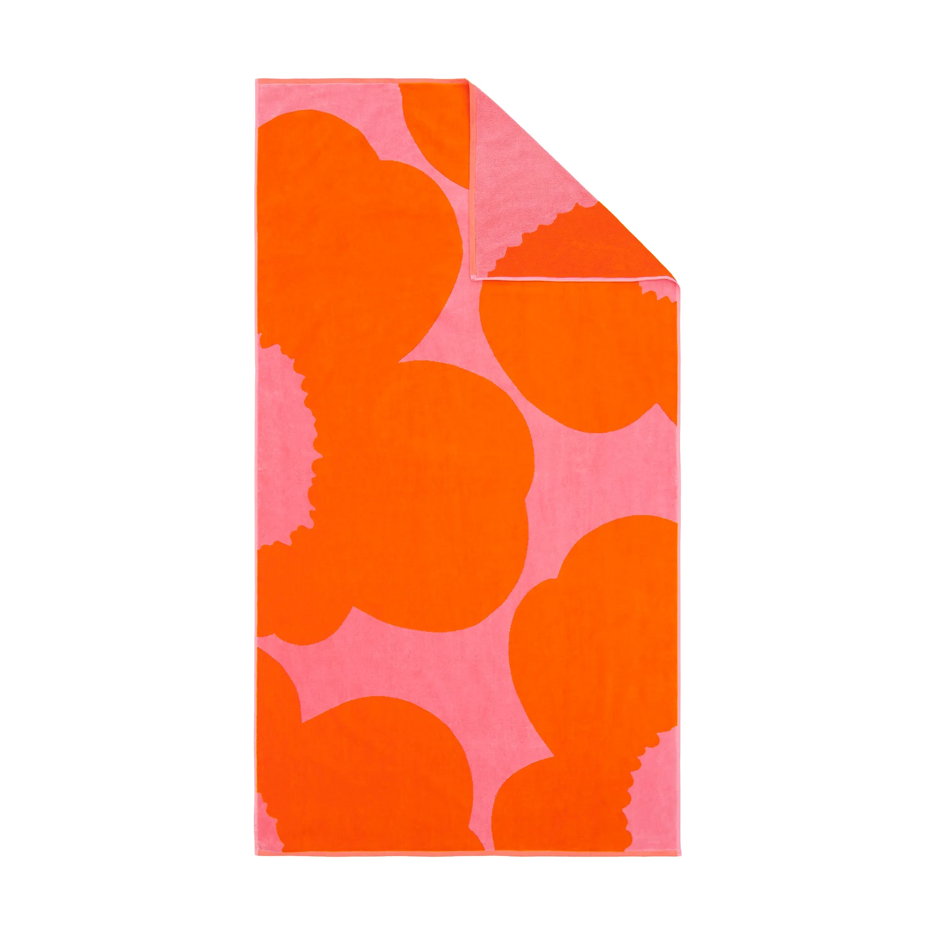 Ręcznik kąpielowy Iso Unikko, Pink-orange red, 100x180 cm Marimekko