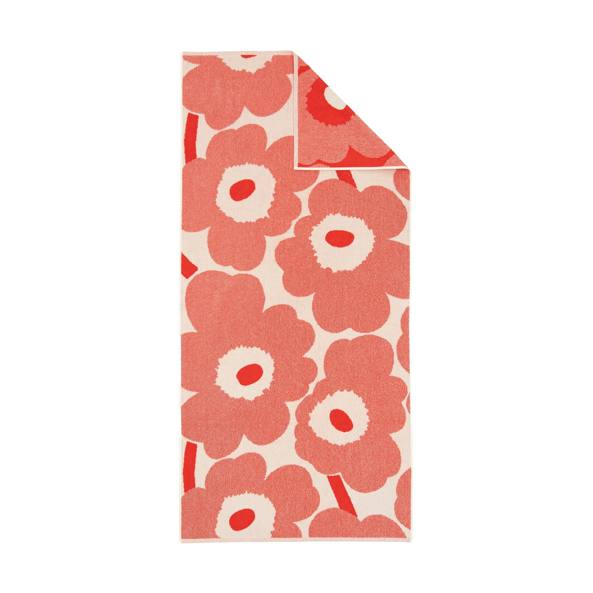 Ręcznik kąpielowy Unikko 70x150 cm, Off white-orange red Marimekko