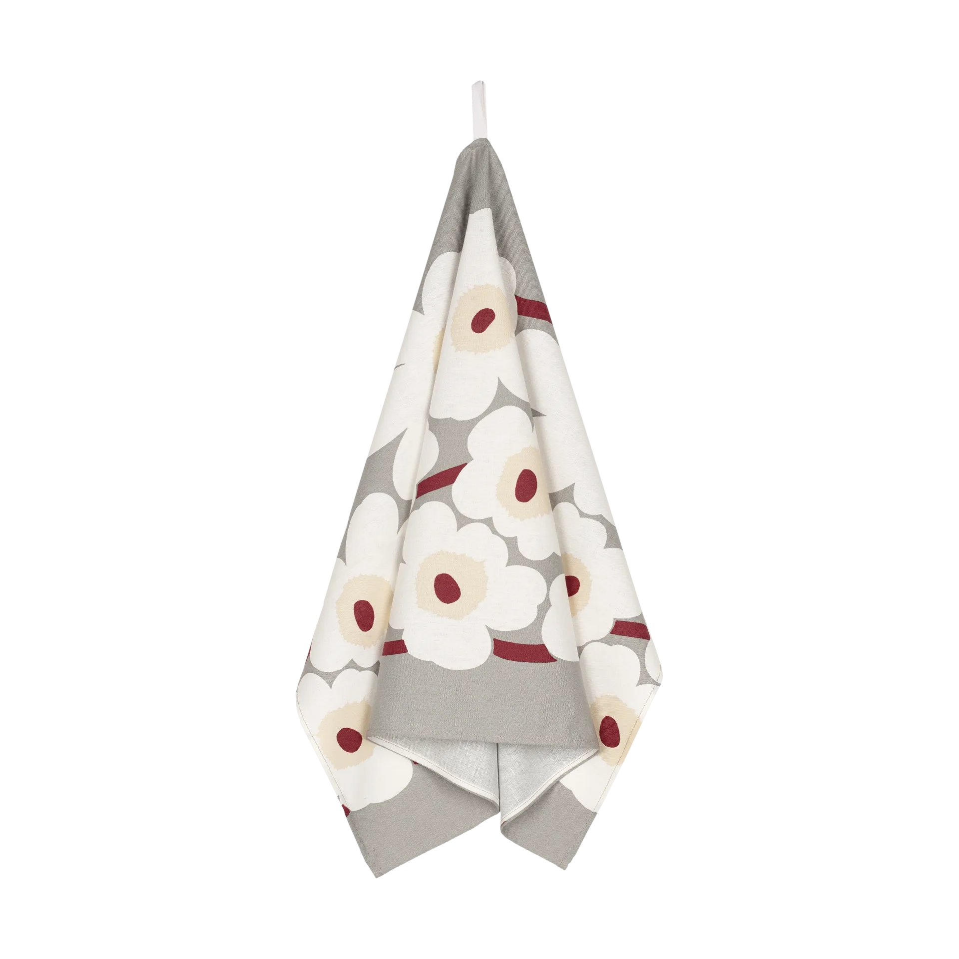 Ręcznik kuchenny Pieni Unikko, bawełna-len 43x70 cm, L. grey-white-d. red-yellow Marimekko