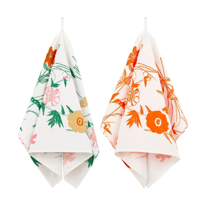Ręcznik kuchenny Puutarhakutsut 2-szt. - White-green-orange-beige - Marimekko
