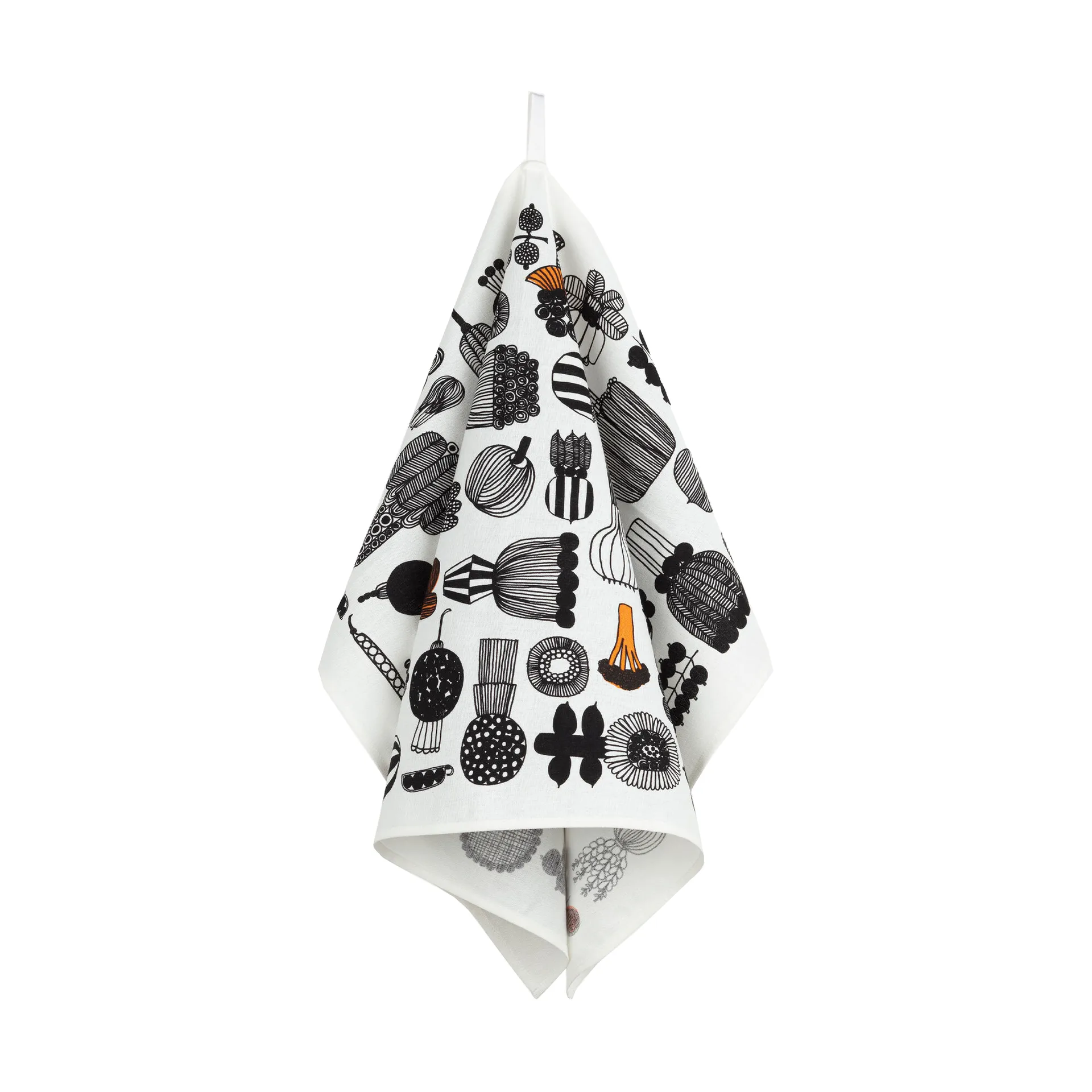Ręcznik kuchenny Puutarhurin parhaat 47x70 cm, White-black-orange Marimekko