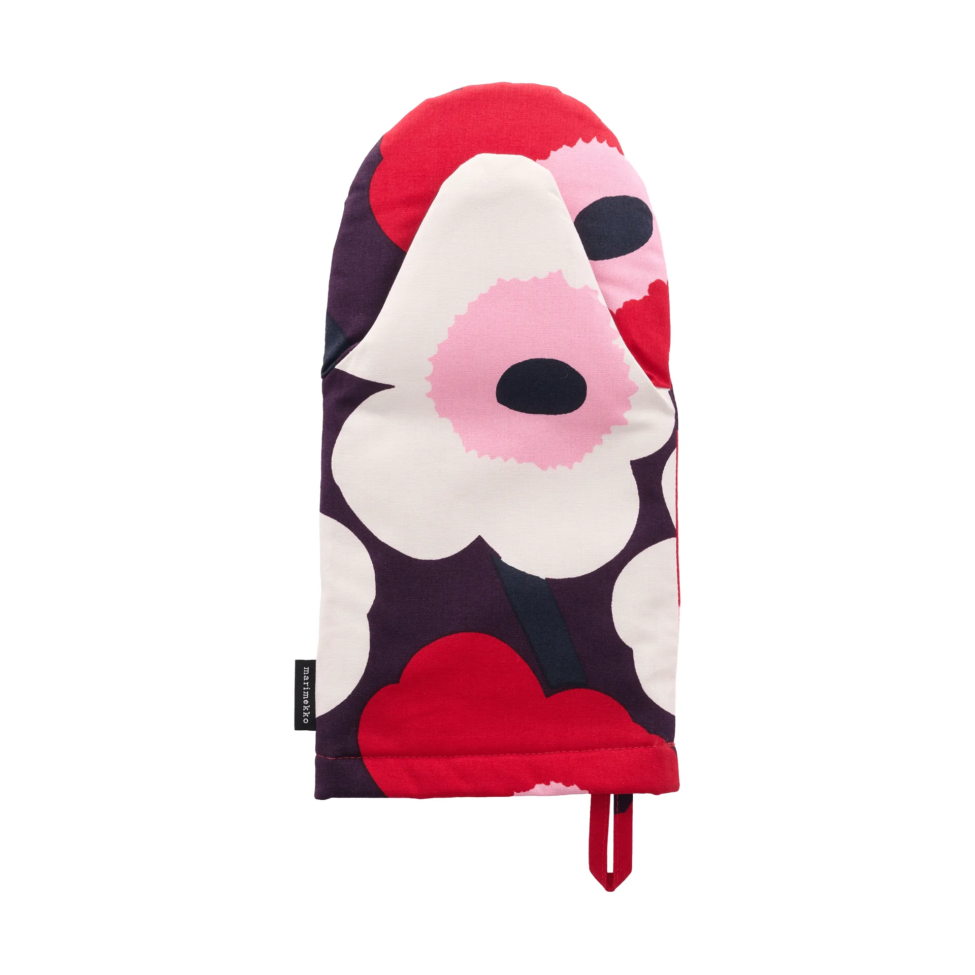 Rękawica kuchenna Pieni Unikko, Plum-cranberry-off white-rose Marimekko
