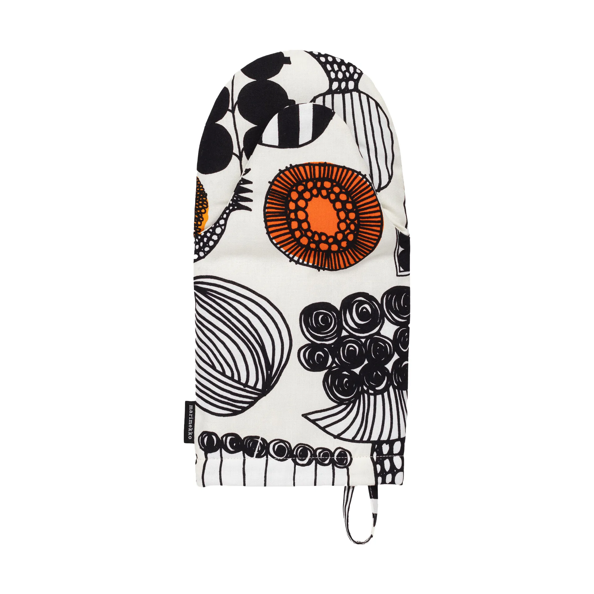 Rękawica kuchenna Puutarhurin parhaat, White-black-orange Marimekko