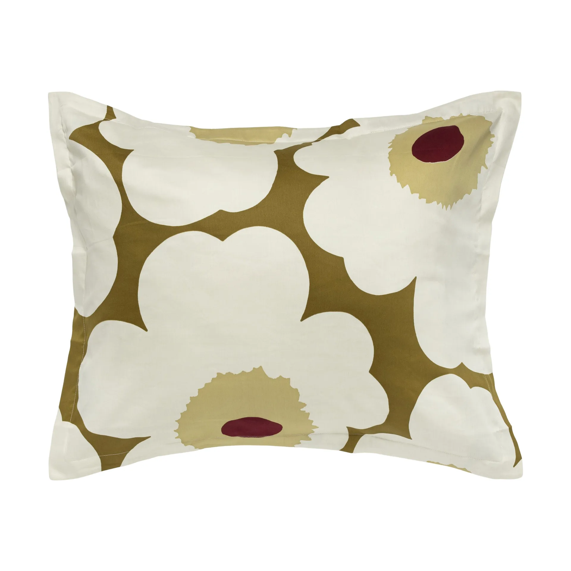 Satynowa poszewka na poduszkę Unikko 50x60 cm, Green umber-cream Marimekko