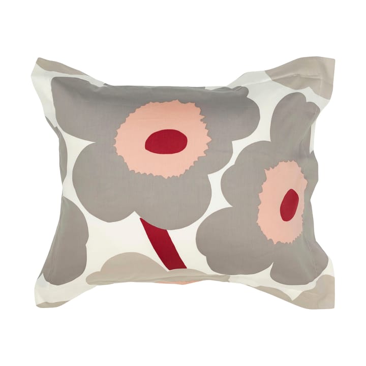 Satynowa poszewka na poduszkę Unikko 50x60 cm, Off white-warm grey-pink Marimekko