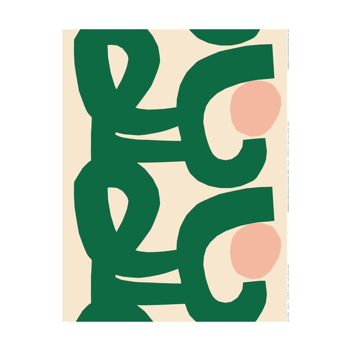 Seppel tkanina bawełniana, Off white-green-l. red Marimekko