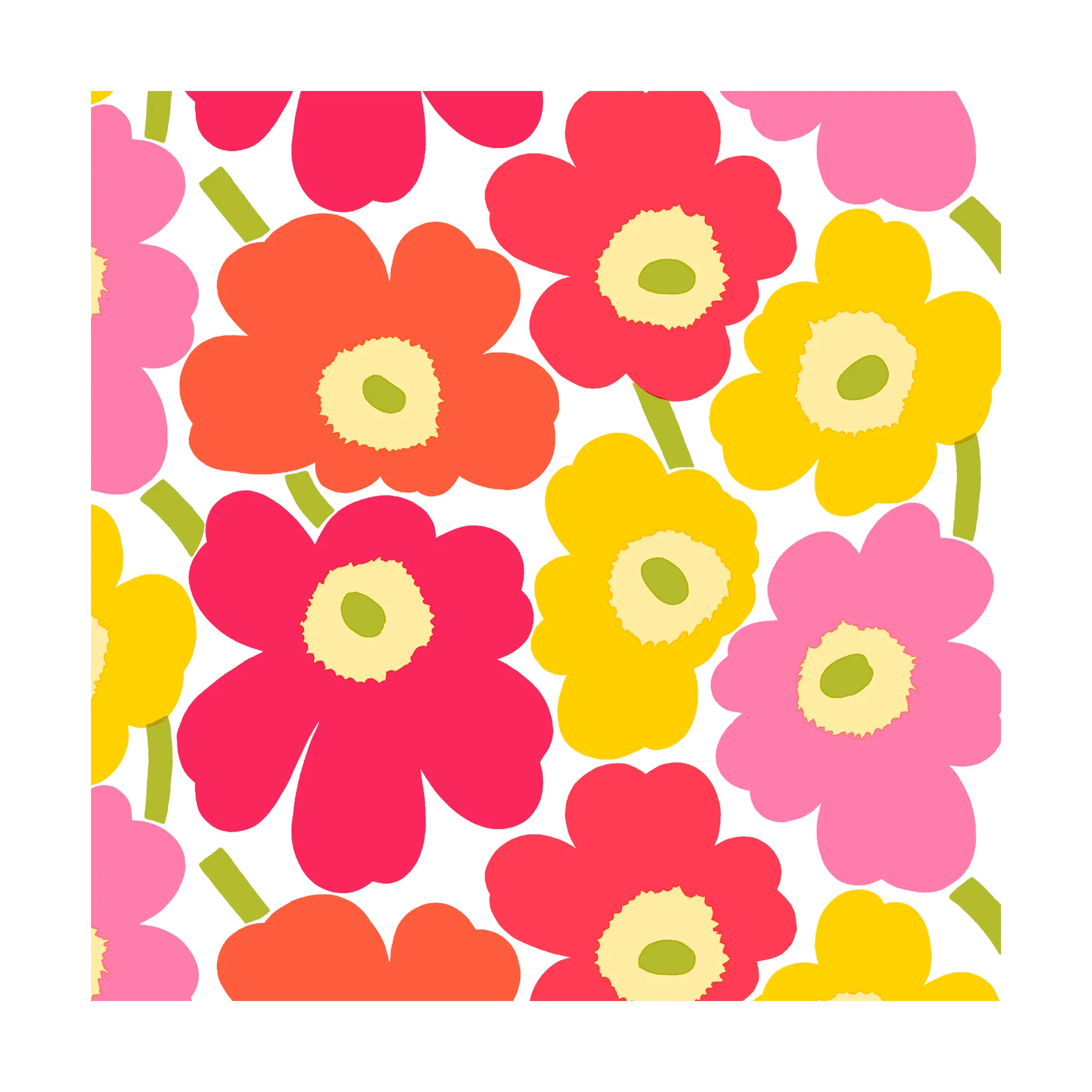 Serwetki Mini Unikko 20 szt, Pink-yellow Marimekko