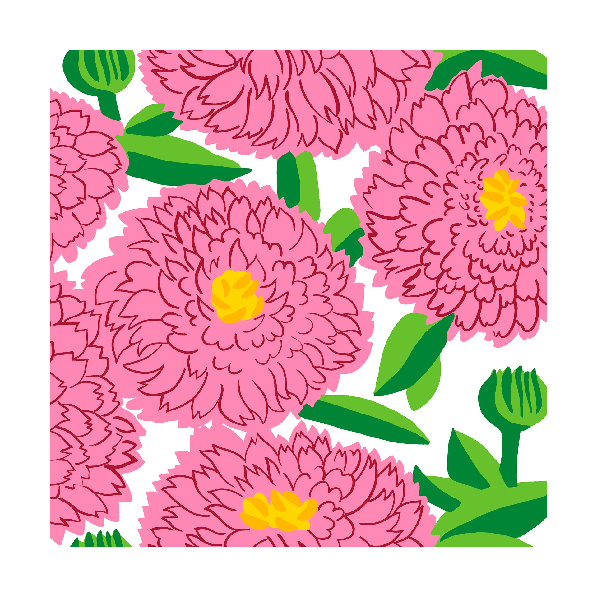 Serwetki Primavera 33x33 cm 20 szt., Pink Marimekko