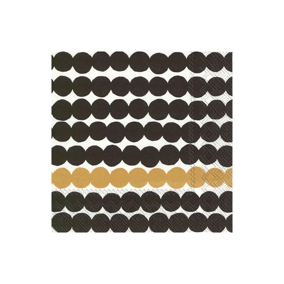 Serwetki Räsymatto 33x33 cm 20-pak, Czarno-złoty Marimekko