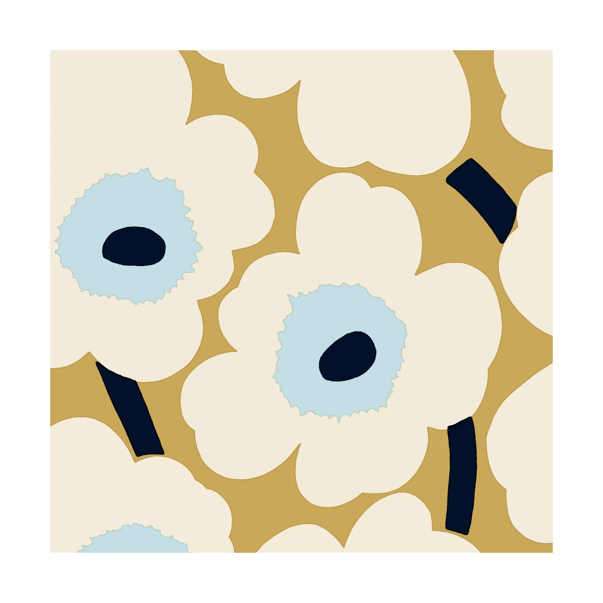 Serwetki Unikko 33x33 cm, 20 szt, Beige-Blue Marimekko