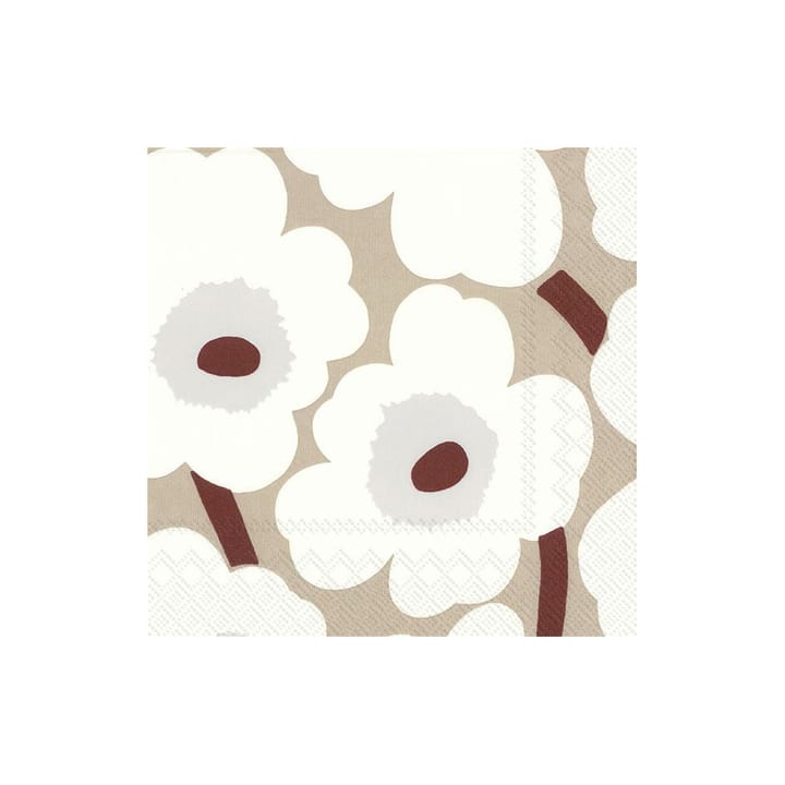 Serwetki Unikko 33x33 cm, 20 szt, Białe-len Marimekko