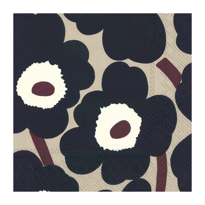 Serwetki Unikko 33x33 cm, 20 szt - Blue linen - Marimekko