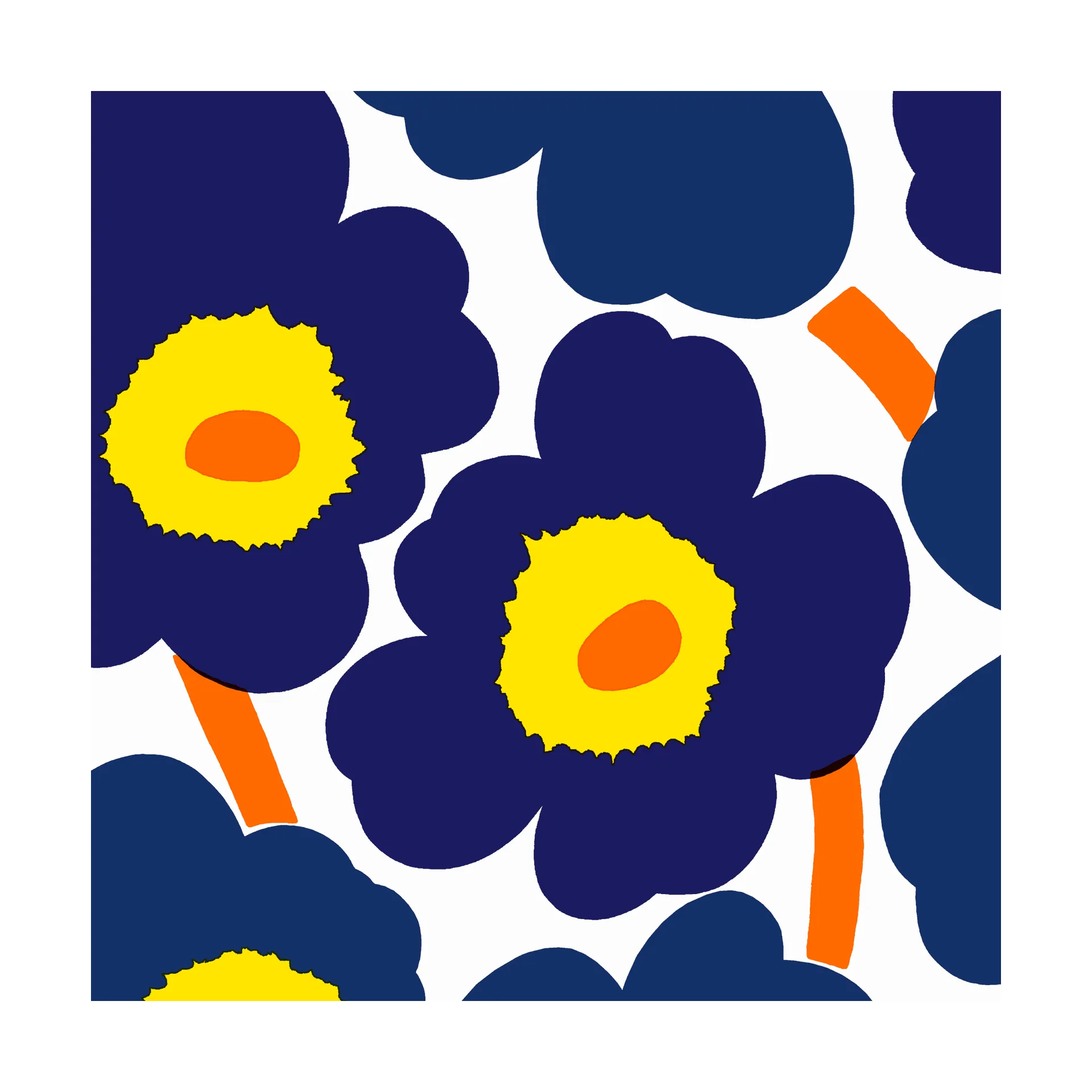 Serwetki Unikko 33x33 cm, 20 szt, Blue-yellow Marimekko