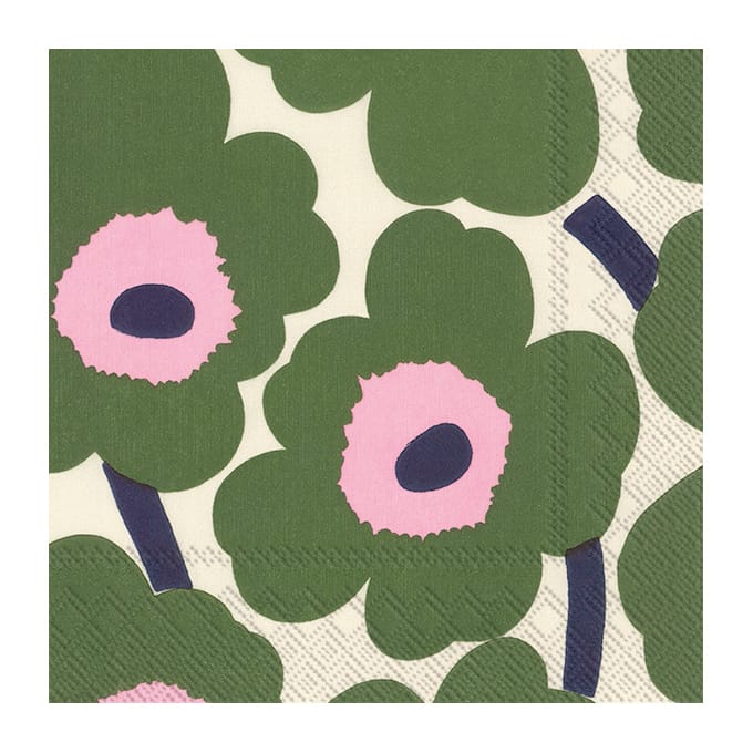 Serwetki Unikko 33x33 cm, 20 szt - Ciemna zieleń - Marimekko