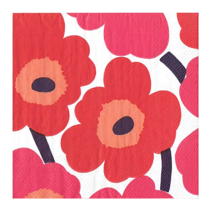 Serwetki Unikko 33x33 cm, 20 szt - Czerwone - Marimekko