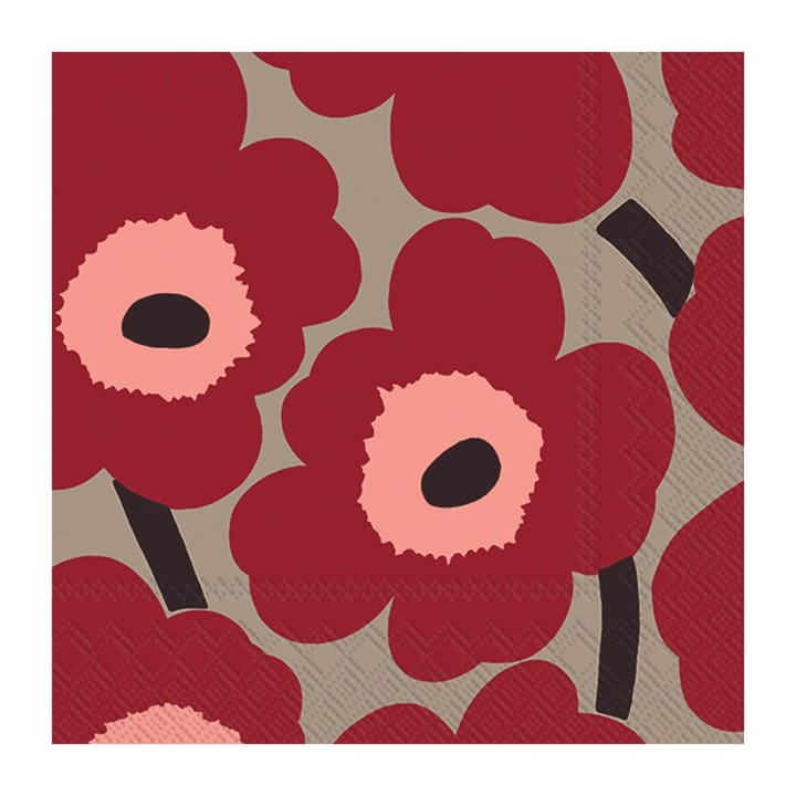 Serwetki Unikko 33x33 cm 20 szt - Red-linen - Marimekko