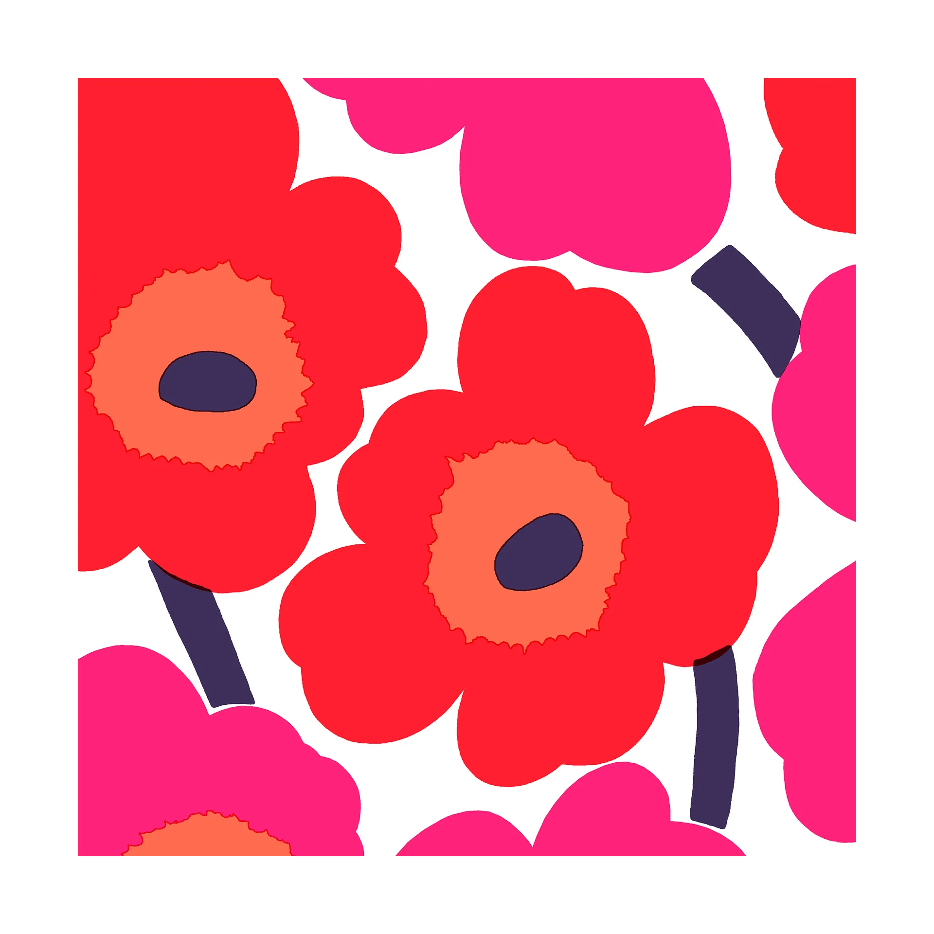 Serwetki Unikko 33x33 cm, 20 szt, Red Marimekko