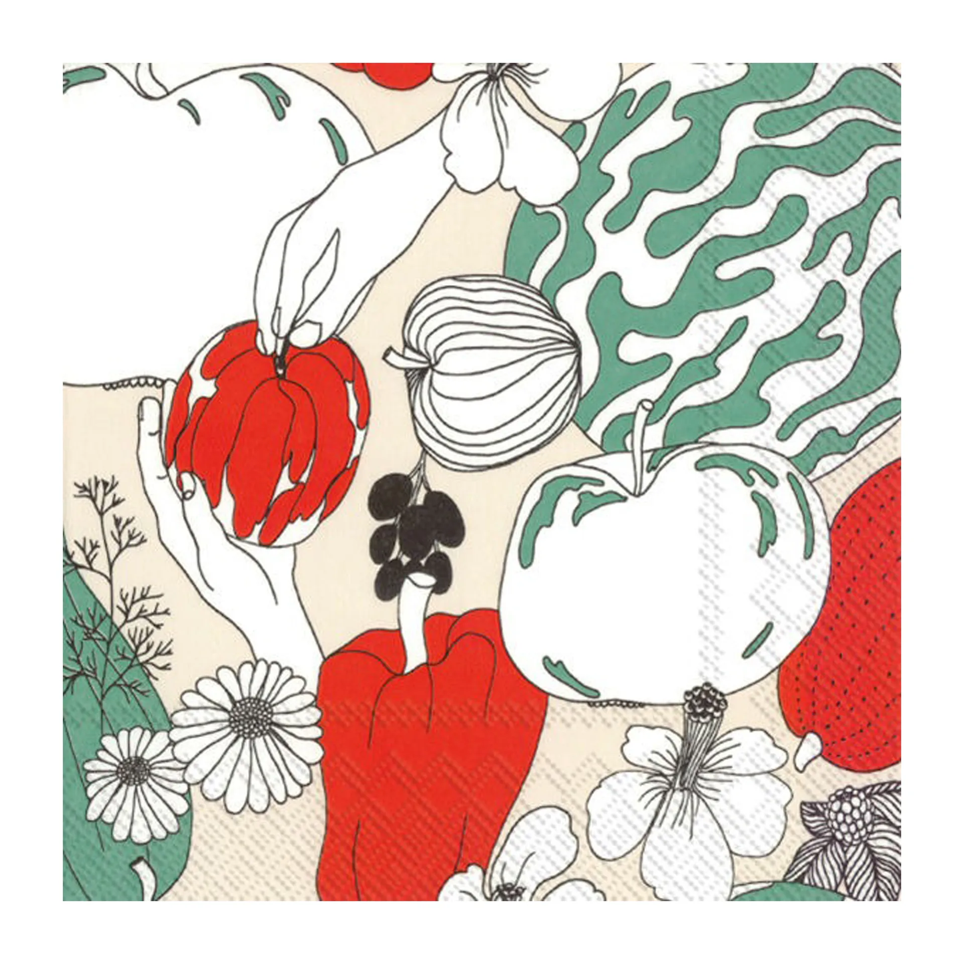 Serwetki Vihannesmaa 33x33 cm 20 szt., Kremowy Marimekko