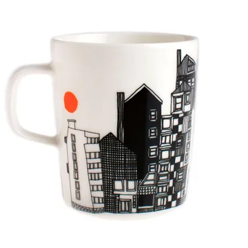 Siirtolapuutarha kubek 250 ml - czarno-pomarańczowy - Marimekko