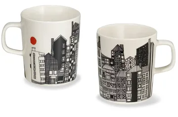 Siirtolapuutarha kubek 250 ml - czarno-pomarańczowy - Marimekko