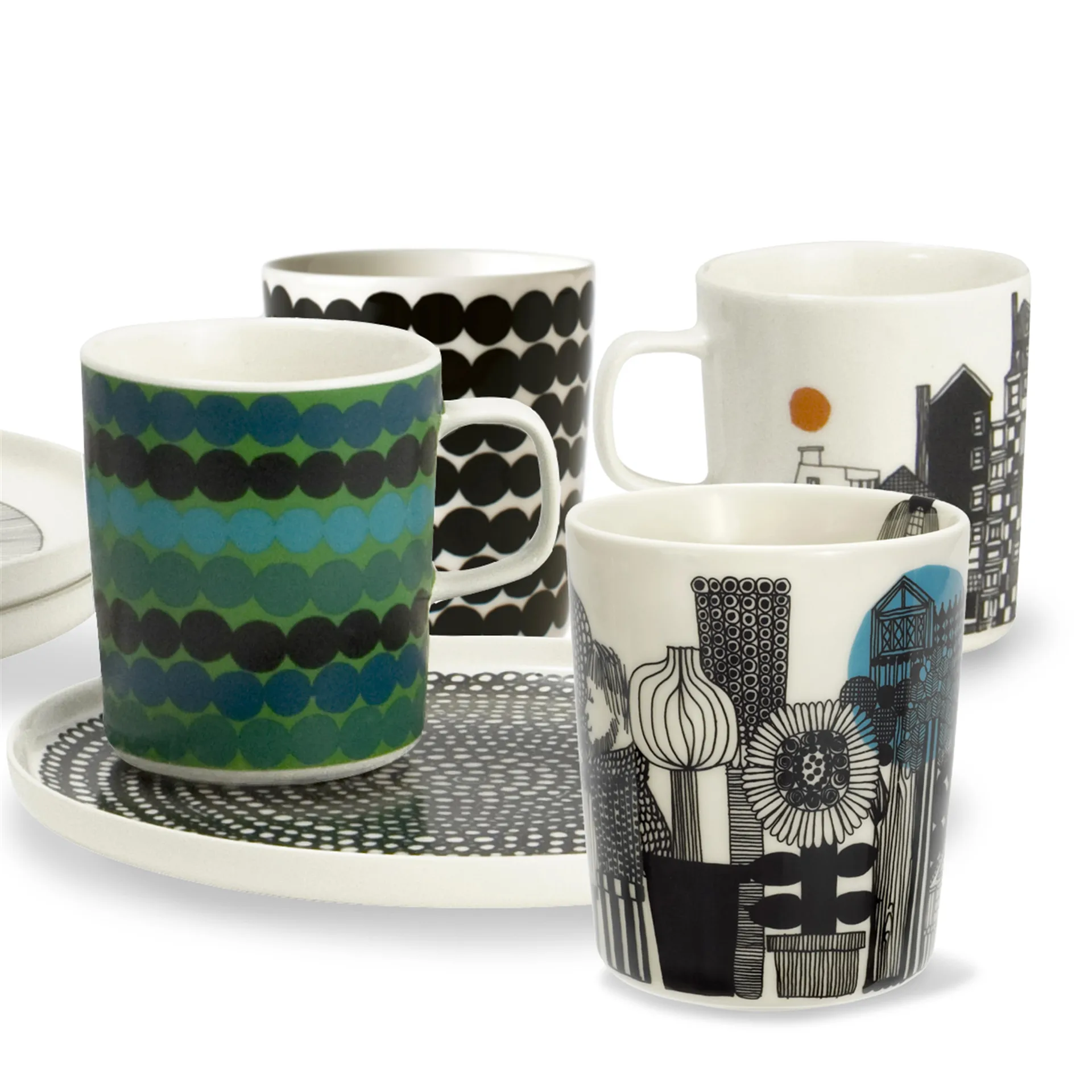 Siirtolapuutarha kubek 250 ml, czarno-pomarańczowy Marimekko