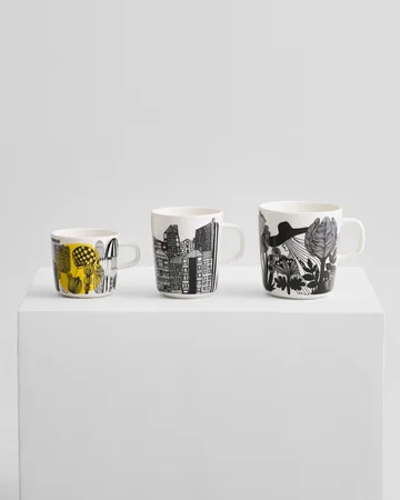 Siirtolapuutarha kubek do herbaty 400 ml - czarno-biało-różowy - Marimekko