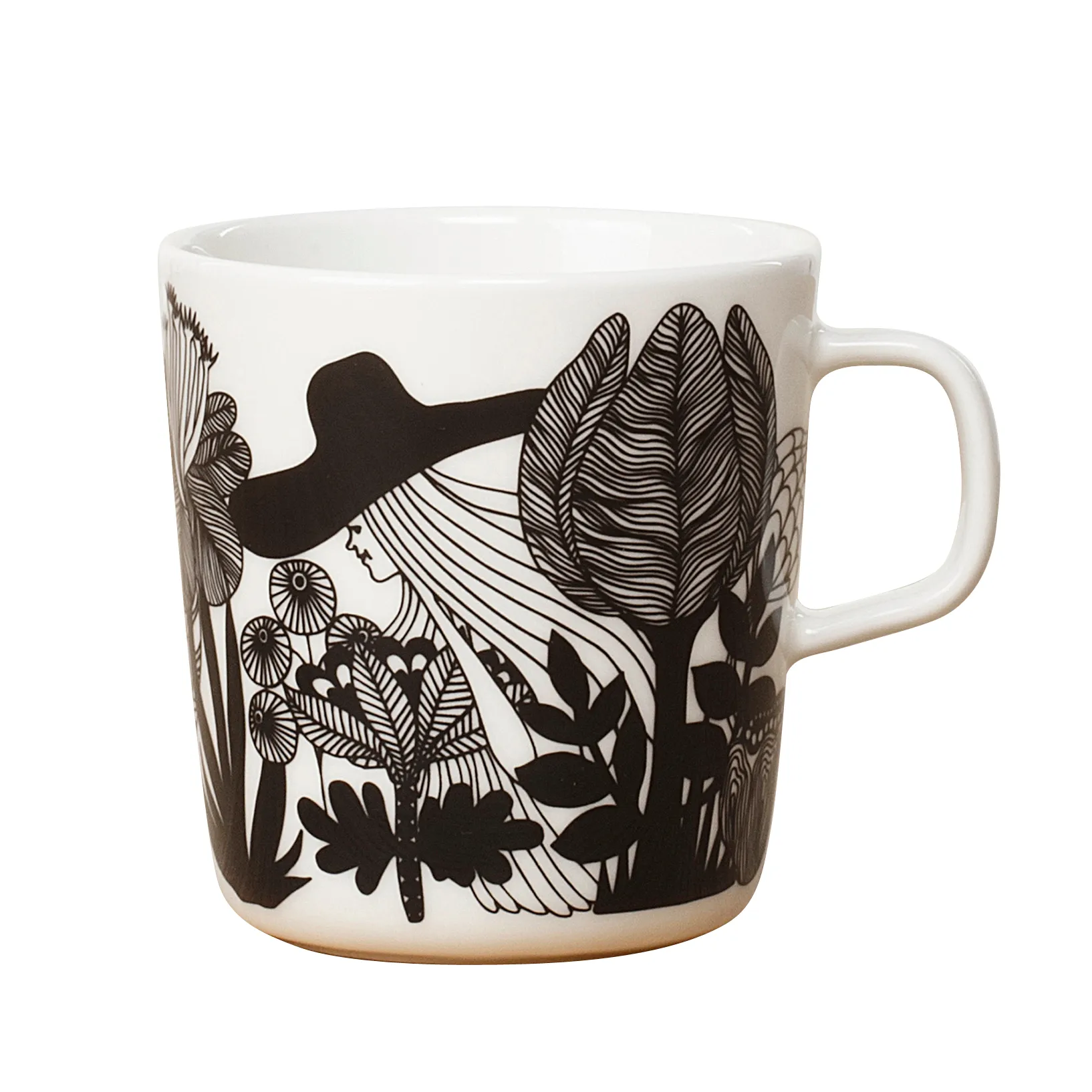 Siirtolapuutarha kubek do herbaty 400 ml, czarno-biało-różowy Marimekko