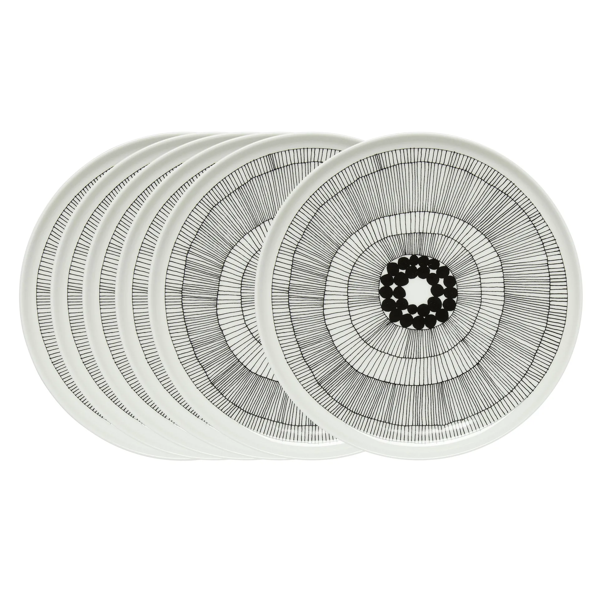 Siirtolapuutarha talerz Ø 25 cm, 6-pak czarno-biały,  Marimekko