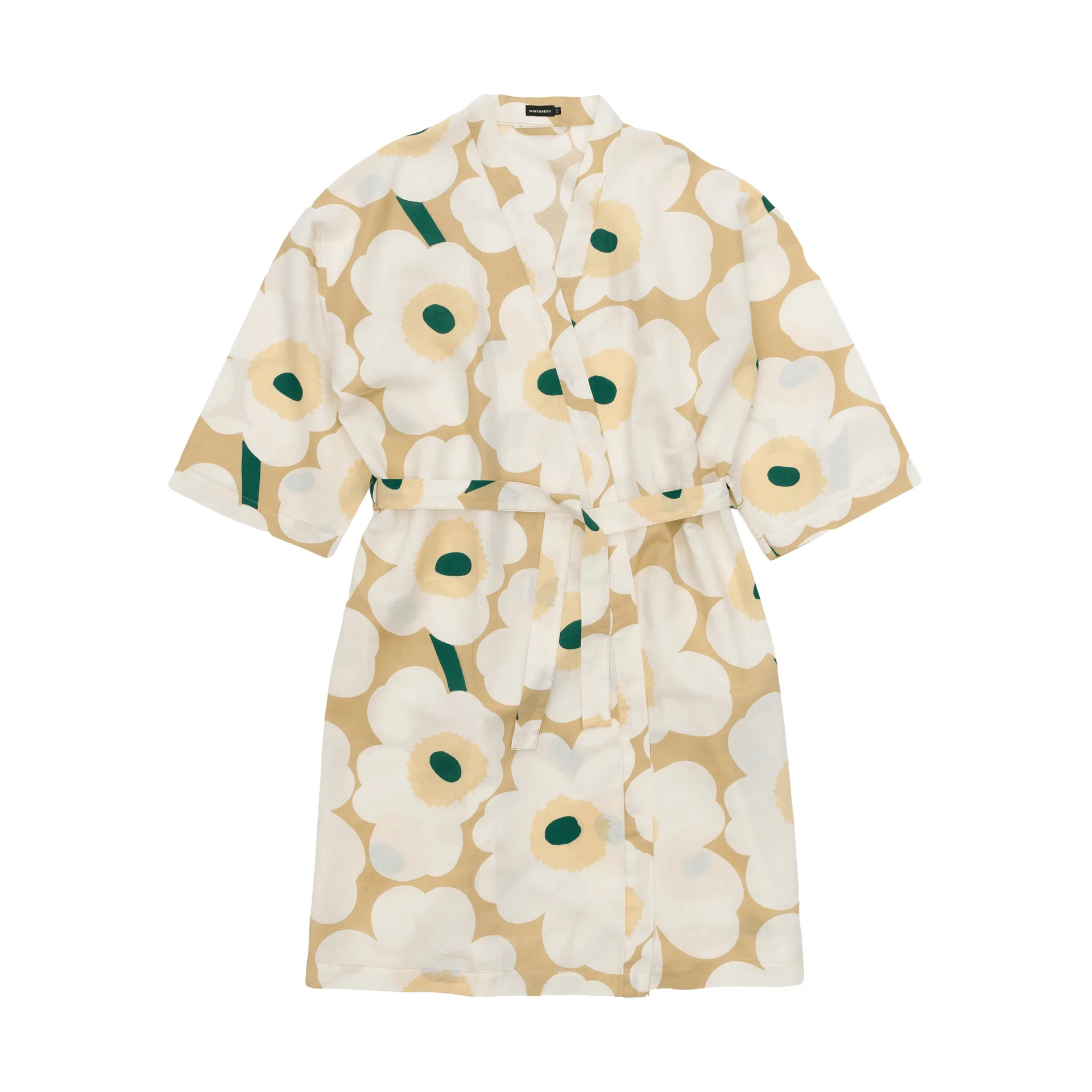 Szlafrok Unikko S/M, Sand-off white-hay-emerald, L/XL Marimekko