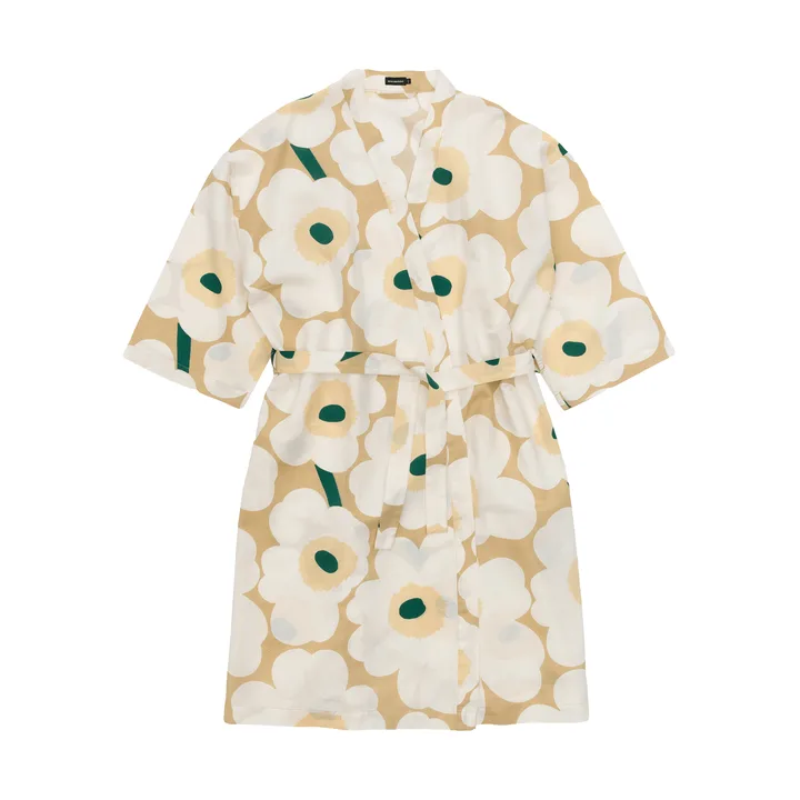 Szlafrok Unikko S/M - Sand-off white-hay-emerald, L/XL - Marimekko
