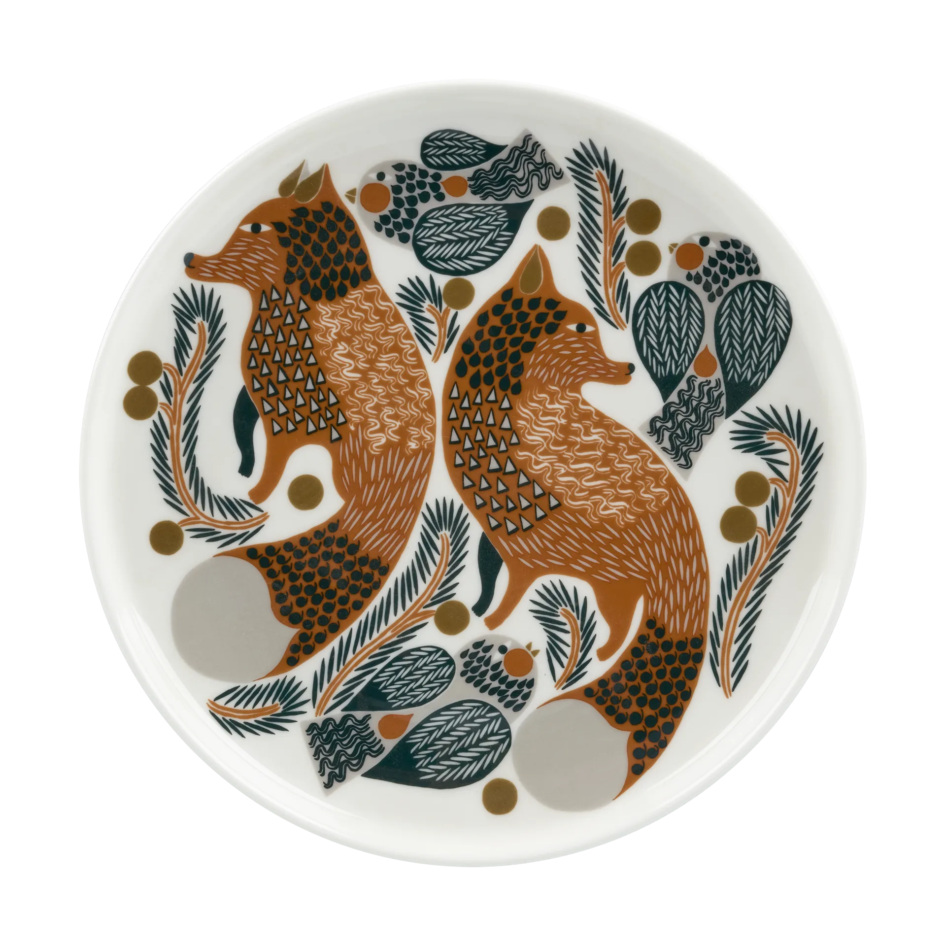 Talerz Oiva Ketunmarja Ø20 cm, White-Brown-Dark green Marimekko