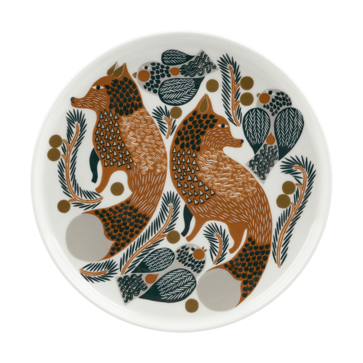 Talerz Oiva Ketunmarja Ø20 cm - White-brown-dark green - Marimekko
