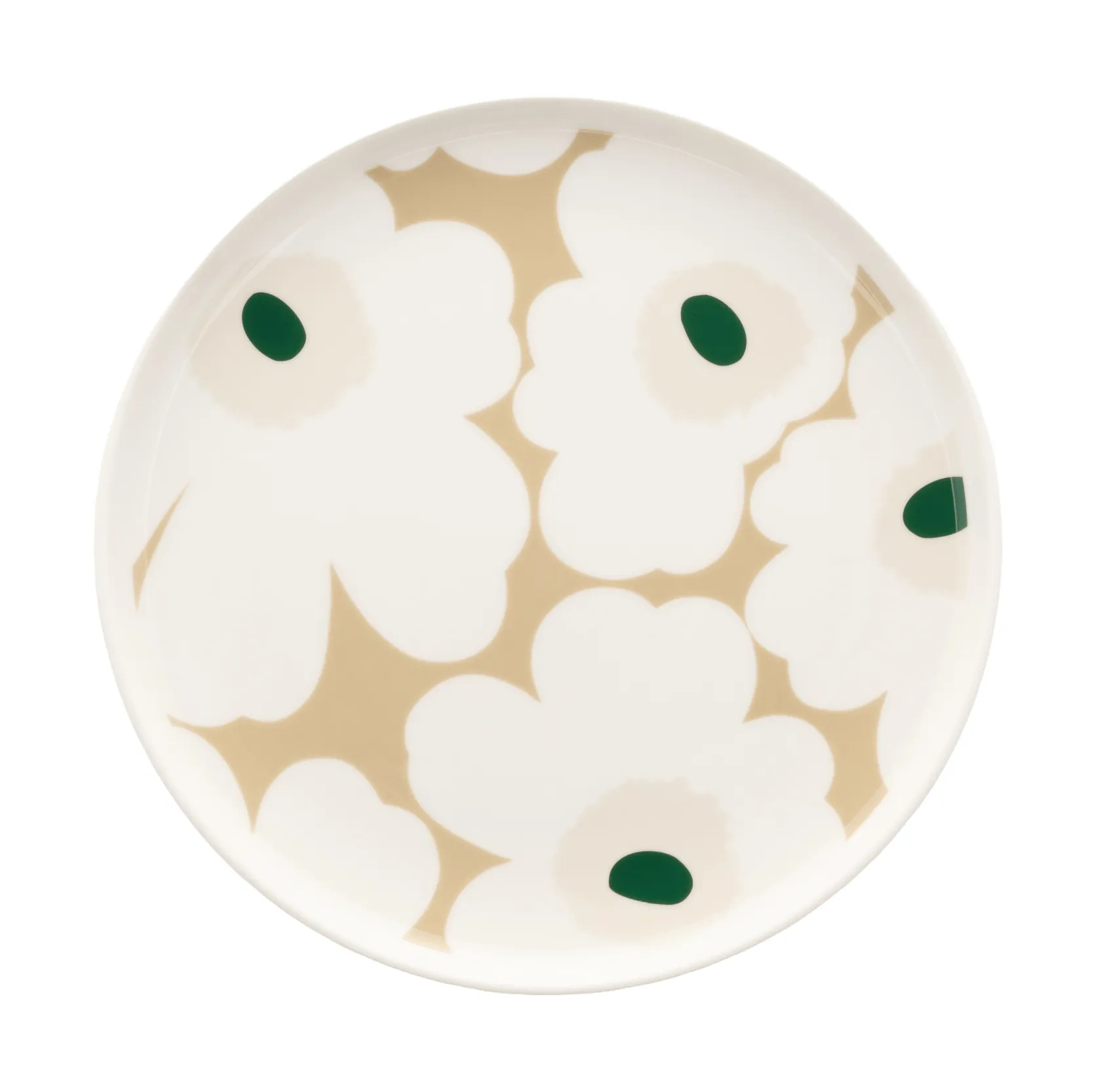 Talerz Unikko Ø20 cm, Biały–beżowy–jasny piaskowy–ciemnozielony Marimekko