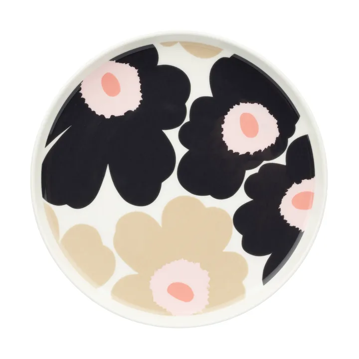 Talerz Unikko Ø20 cm - Off white-charcoal-sand-pink - Marimekko
