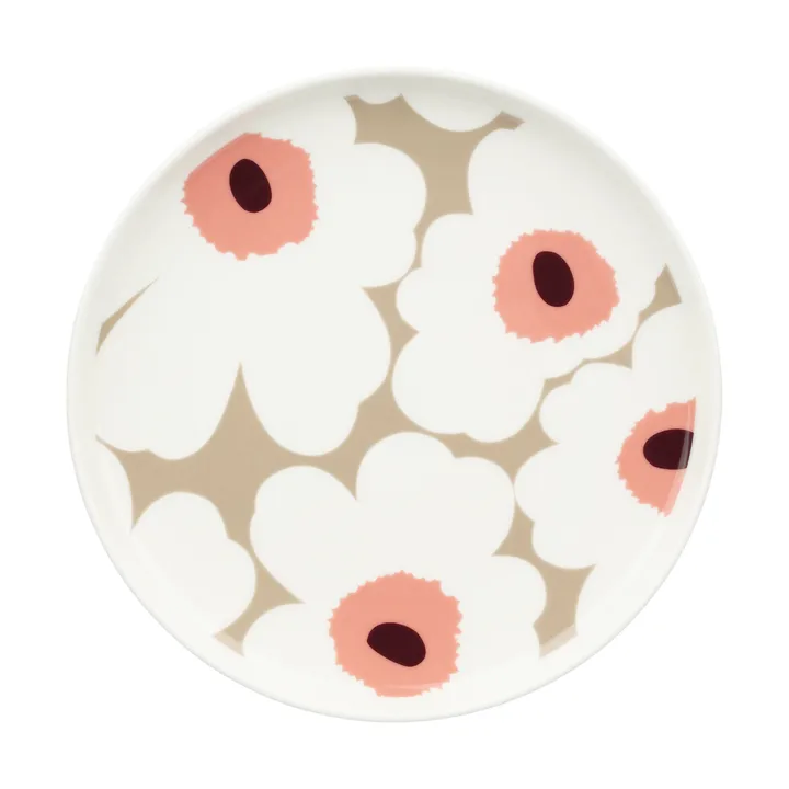Talerz Unikko Ø20 cm - White-clay-powder-dark wine - Marimekko