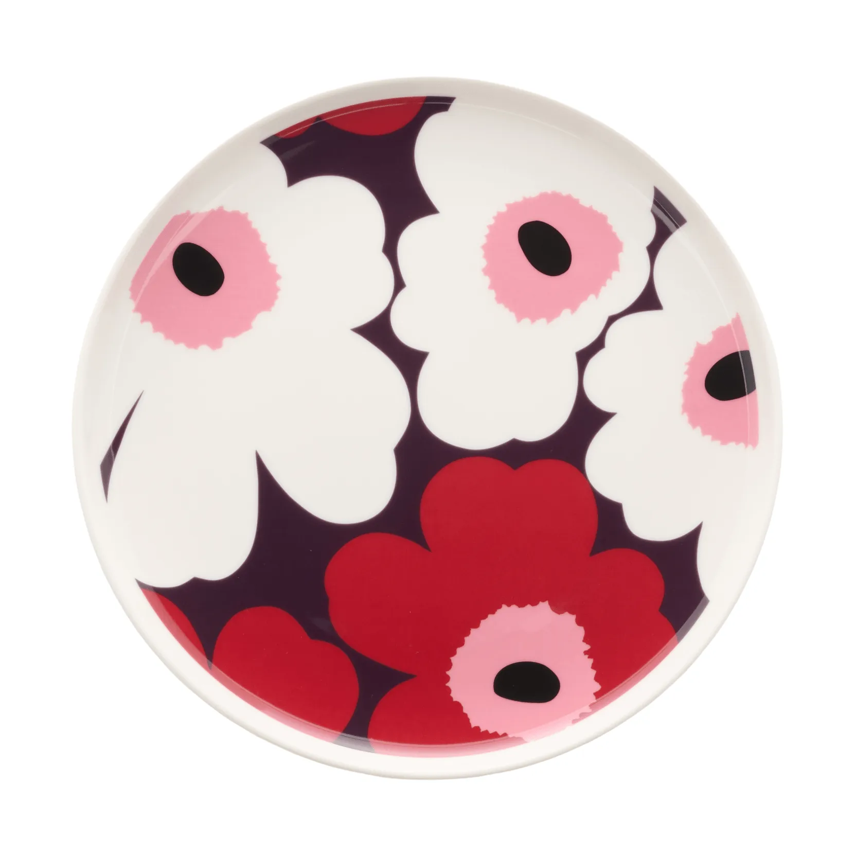 Talerz Unikko Ø20 cm, White-plum-cranberry-pink Marimekko