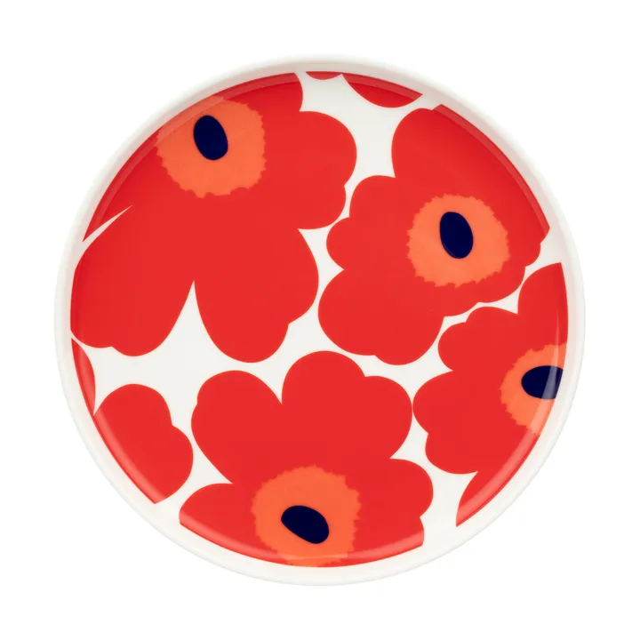 Talerz Unikko Ø20 cm - White-red-blue - Marimekko