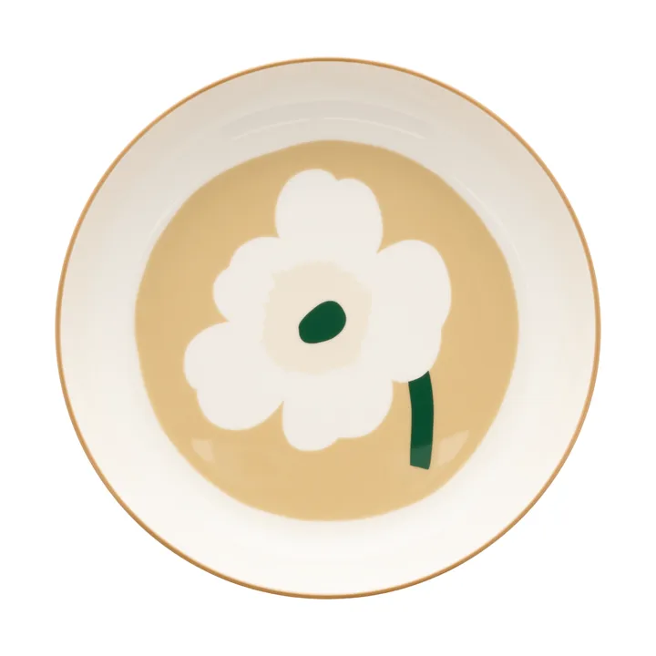 Talerz Unikko Ø20,5 cm - Biały–beżowy–jasny piaskowy–ciemnozielony - Marimekko