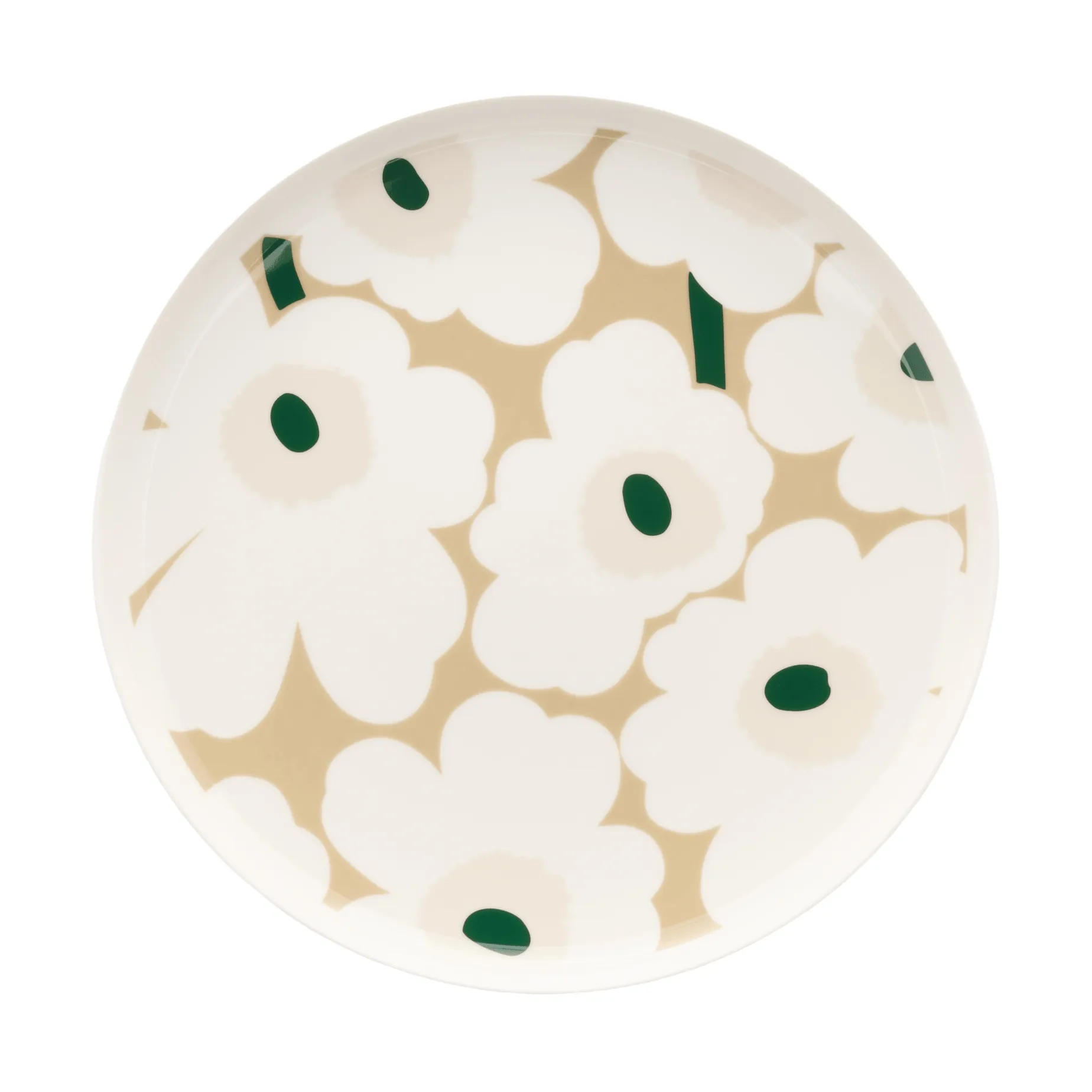 Talerz Unikko Ø25 cm, Biały–beżowy–jasny piaskowy–ciemnozielony Marimekko